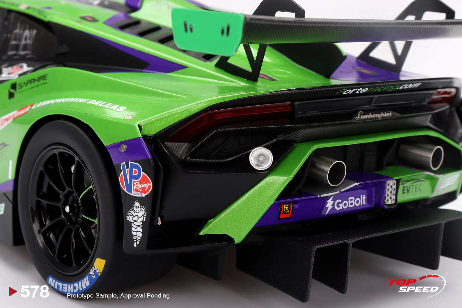 Topspeed Lamborghini Huracan GT3 EVO2 #78 Forte Racing IMSA 2024 Daytona 24hrs Green 1:18 - Image 6