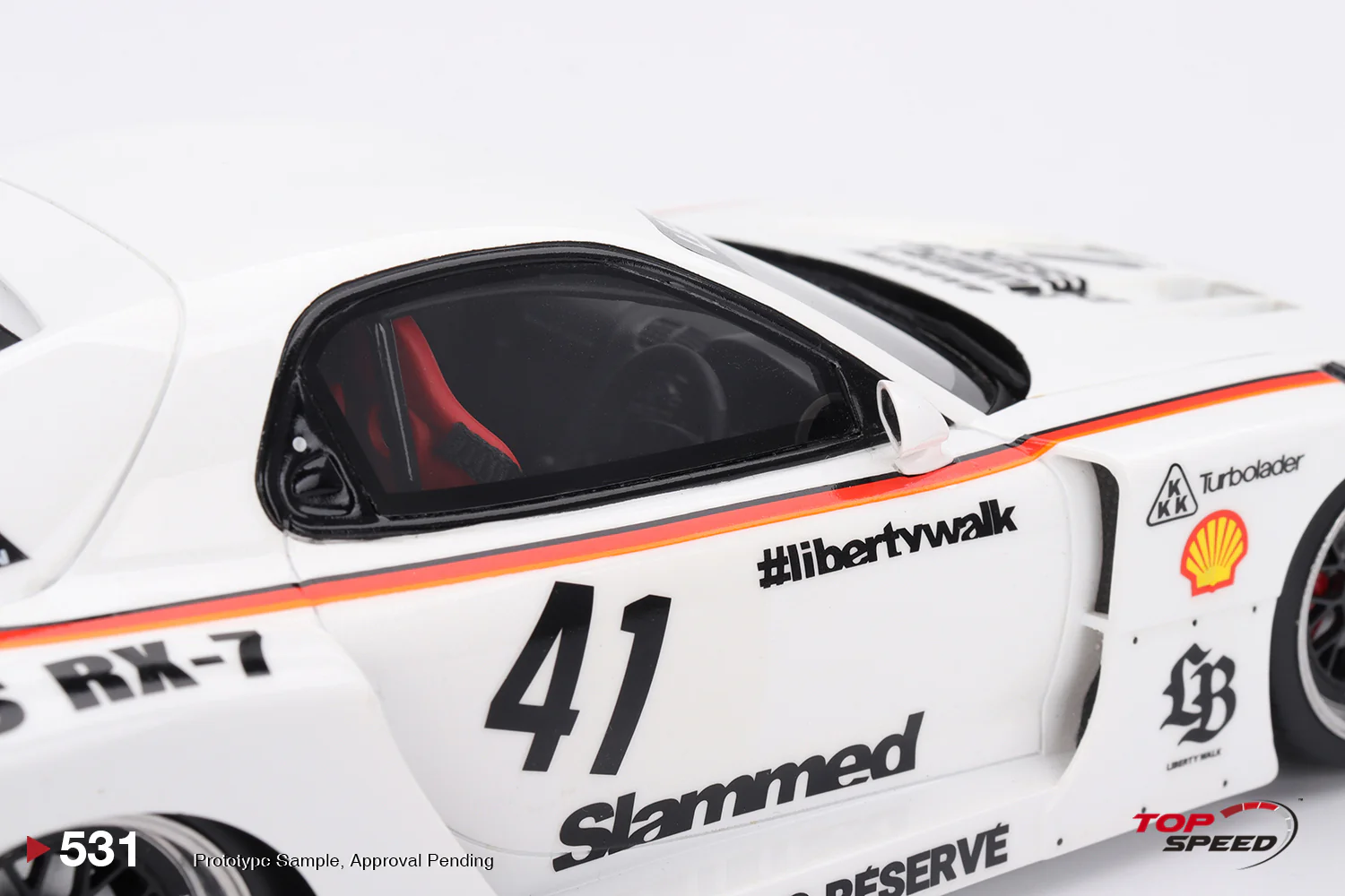 Topspeed Mazda RX-7 FD RS LB-Super Silhouette #41 Numero Reserve White 1:18 - Image 5