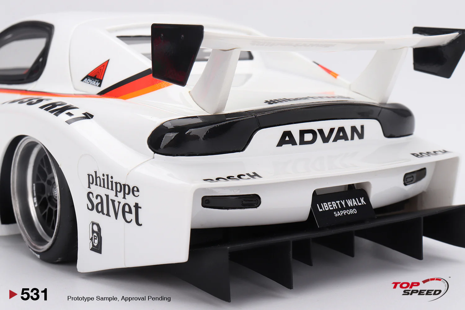 Topspeed Mazda RX-7 FD RS LB-Super Silhouette #41 Numero Reserve White 1:18 - Image 6