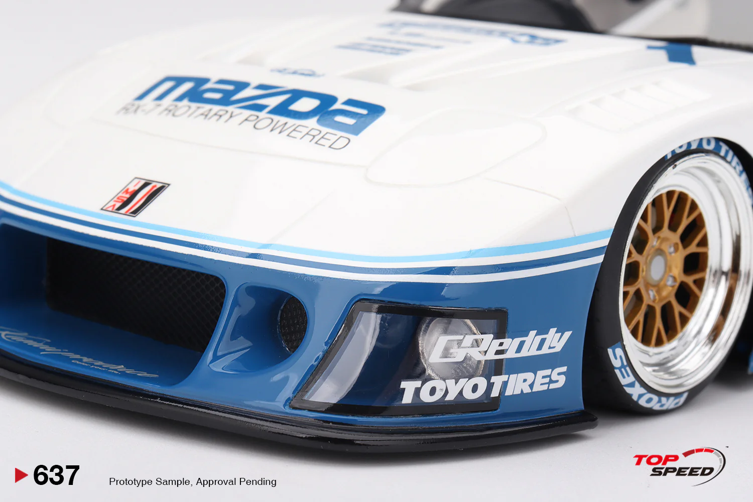 Topspeed Mazda RX-7 FD LB-Super Silhouette Liberty Walk White & Blue 1:18 - Image 4