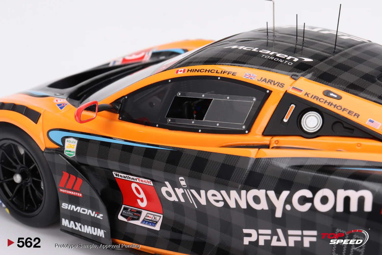 Topspeed Mclaren 720S GT3 EVO #9 Pfaff Motorsport 2024 IMSA Daytona 24hrs Orange 1:18 - Image 5