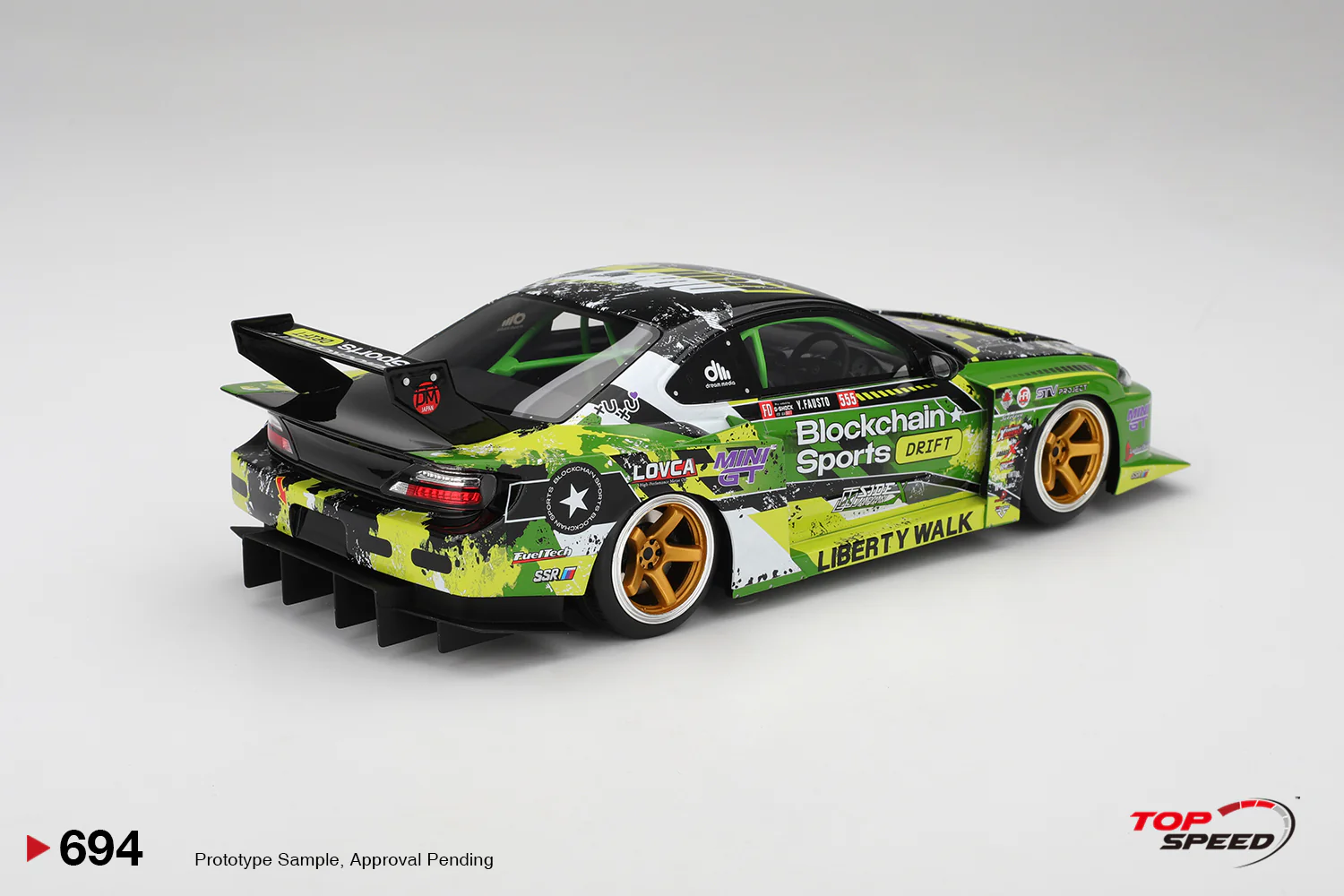 Topspeed Nissan LB-Super Silhouette S15 Silvia #555 V2 2024 Formula Drift Japan Green 1:18 - Image 2