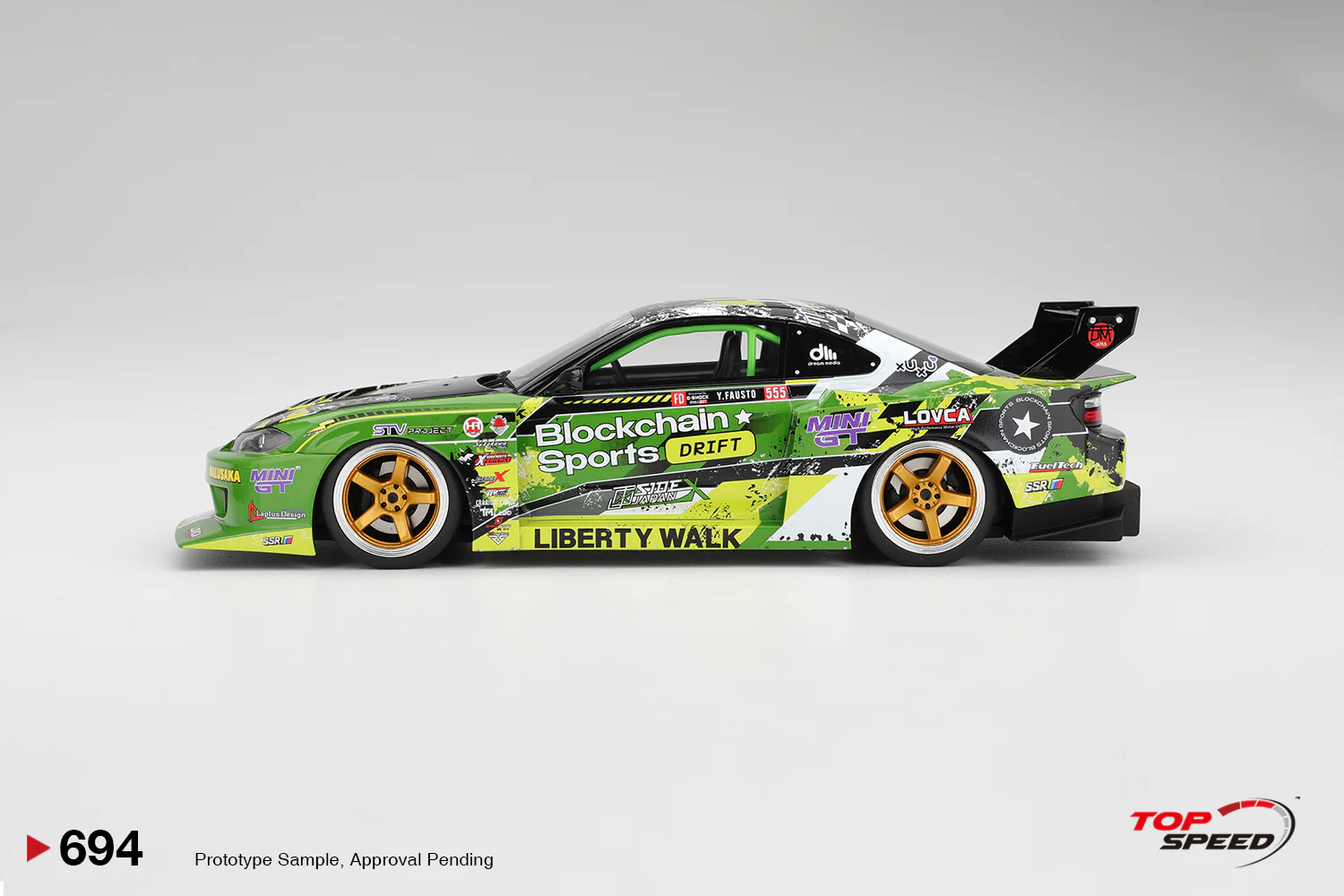 Topspeed Nissan LB-Super Silhouette S15 Silvia #555 V2 2024 Formula Drift Japan Green 1:18 - Image 3