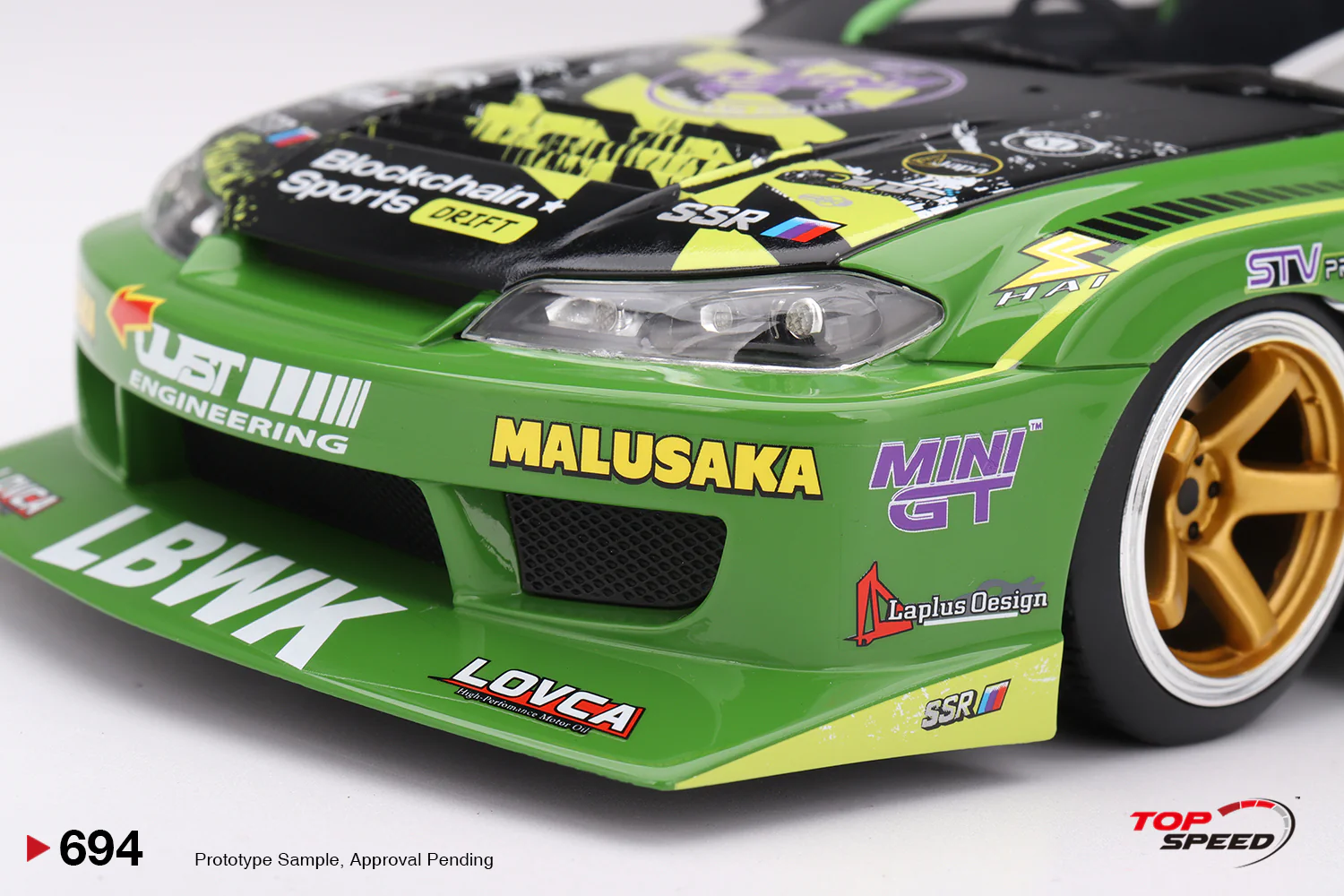 Topspeed Nissan LB-Super Silhouette S15 Silvia #555 V2 2024 Formula Drift Japan Green 1:18 - Image 4