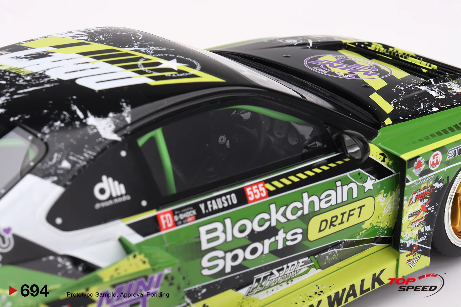 Topspeed Nissan LB-Super Silhouette S15 Silvia #555 V2 2024 Formula Drift Japan Green 1:18 - Image 5