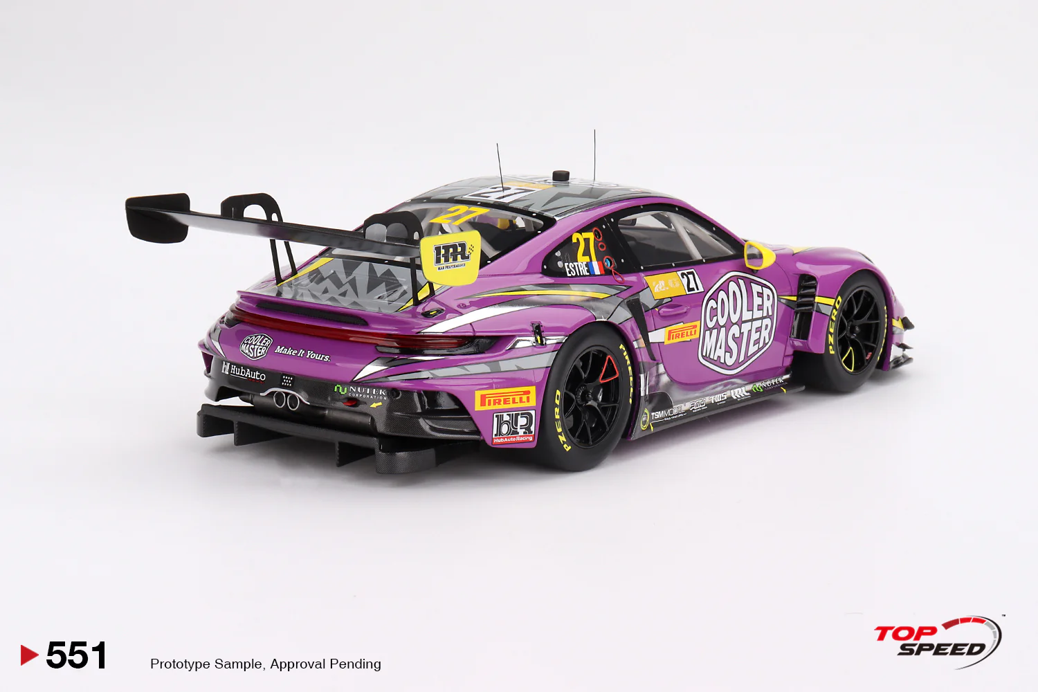 Topspeed Porsche 911 GT3 R (992) #27 HubAuto Racing 2023 FIA GT World Cup 70th Macau Grand Prix Purple 1:18 - Image 2