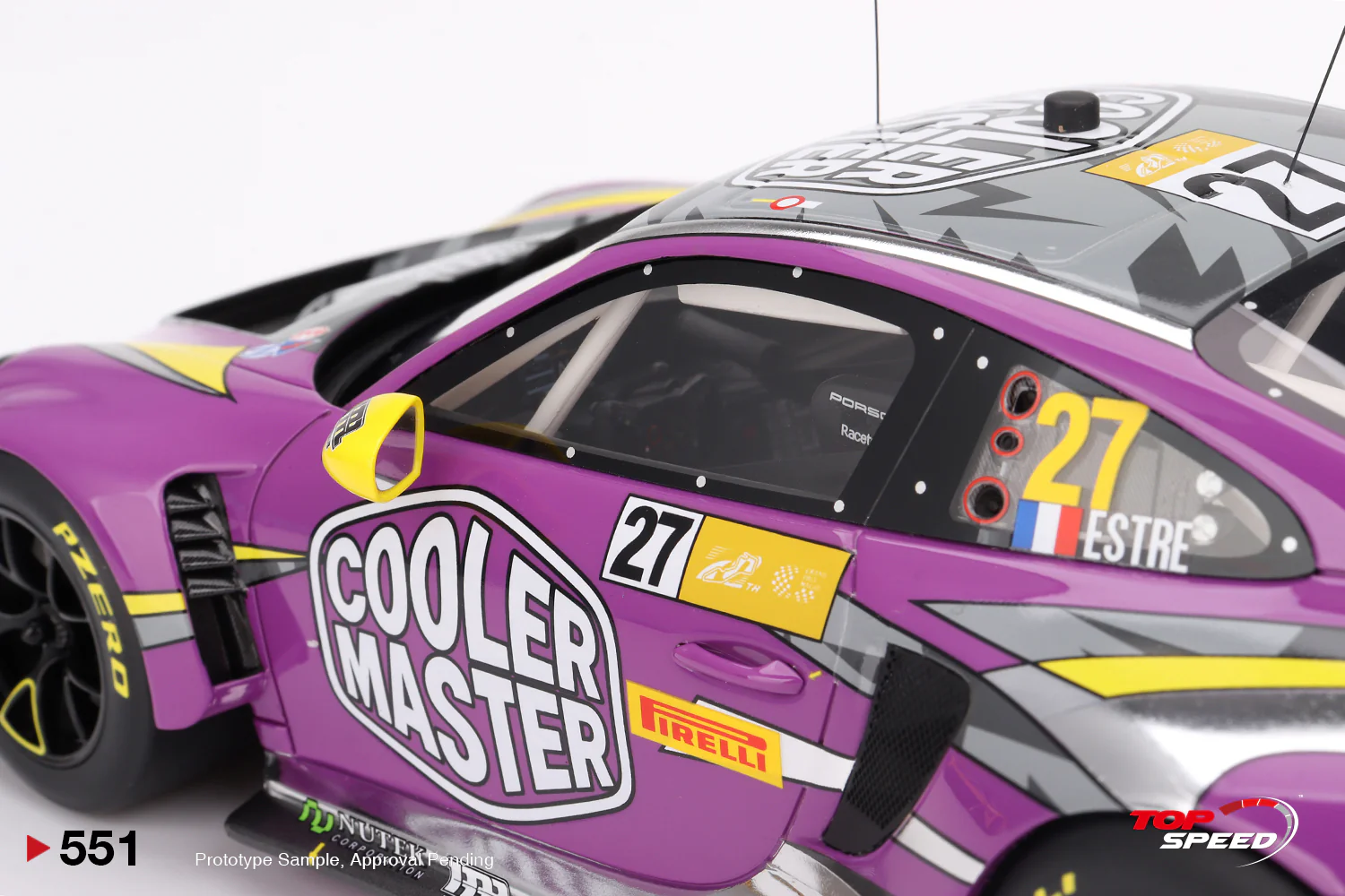 Topspeed Porsche 911 GT3 R (992) #27 HubAuto Racing 2023 FIA GT World Cup 70th Macau Grand Prix Purple 1:18 - Image 5