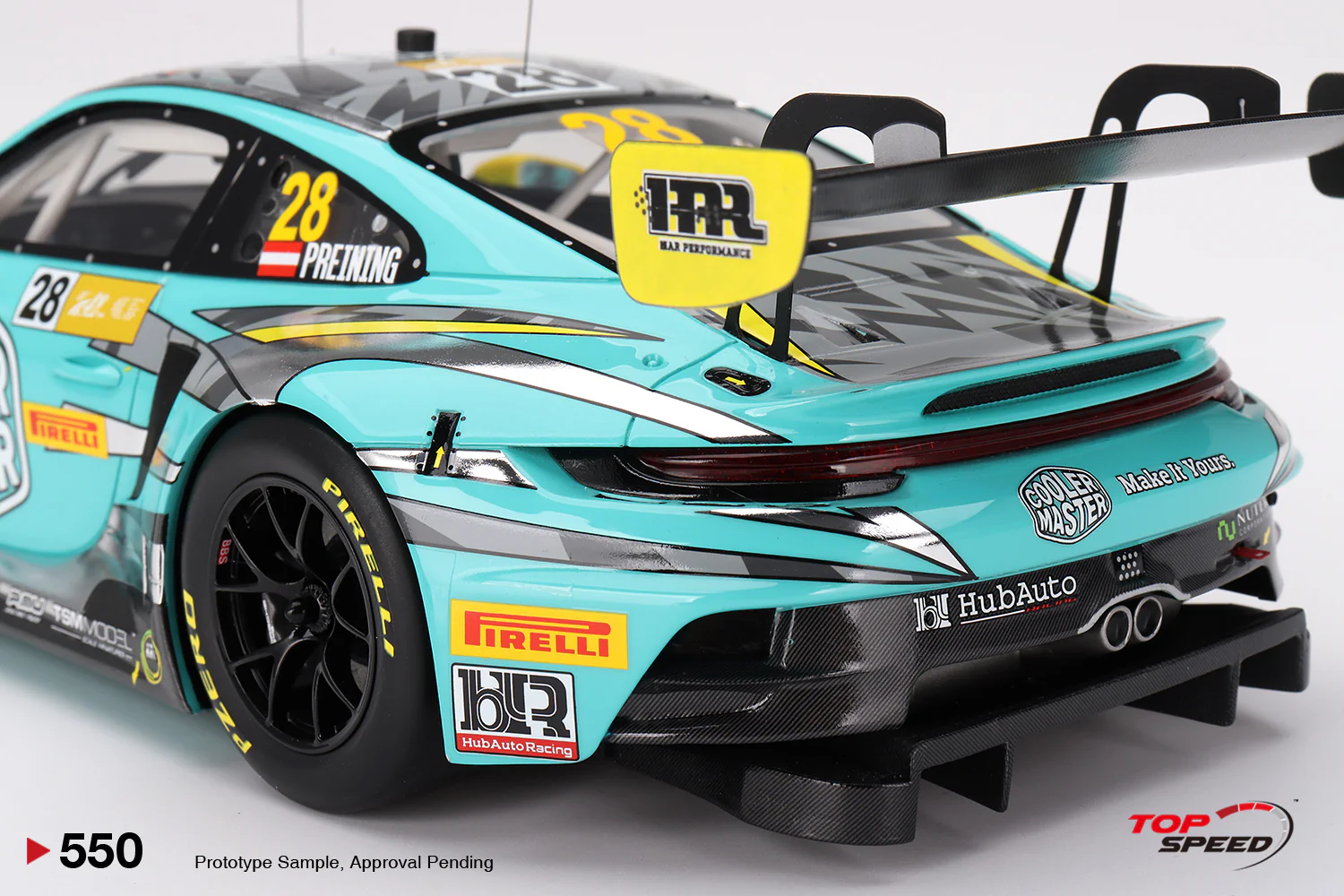 Topspeed Porsche 911 GT3 R (992) #27 HubAuto Racing 2023 FIA GT World Cup 70th Macau Grand Prix Green 1:18 - Image 6