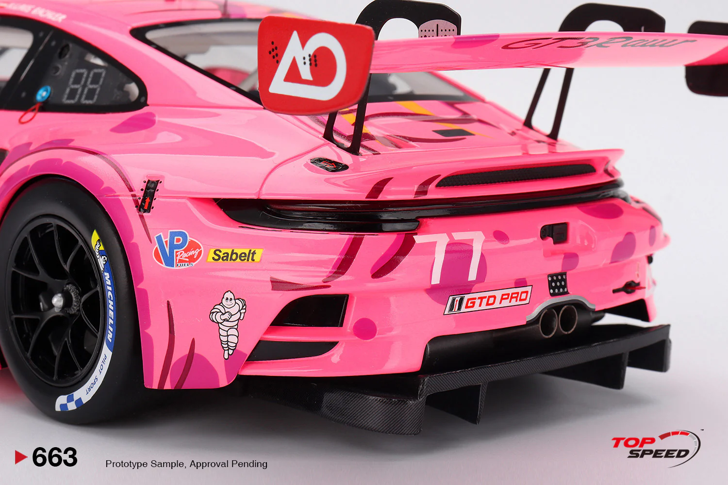 Topspeed Porsche 911 GT3 R (992) #77 Roxy AO Racing 2025 IMSA Detroit Grand Prix 1:18 - Image 6