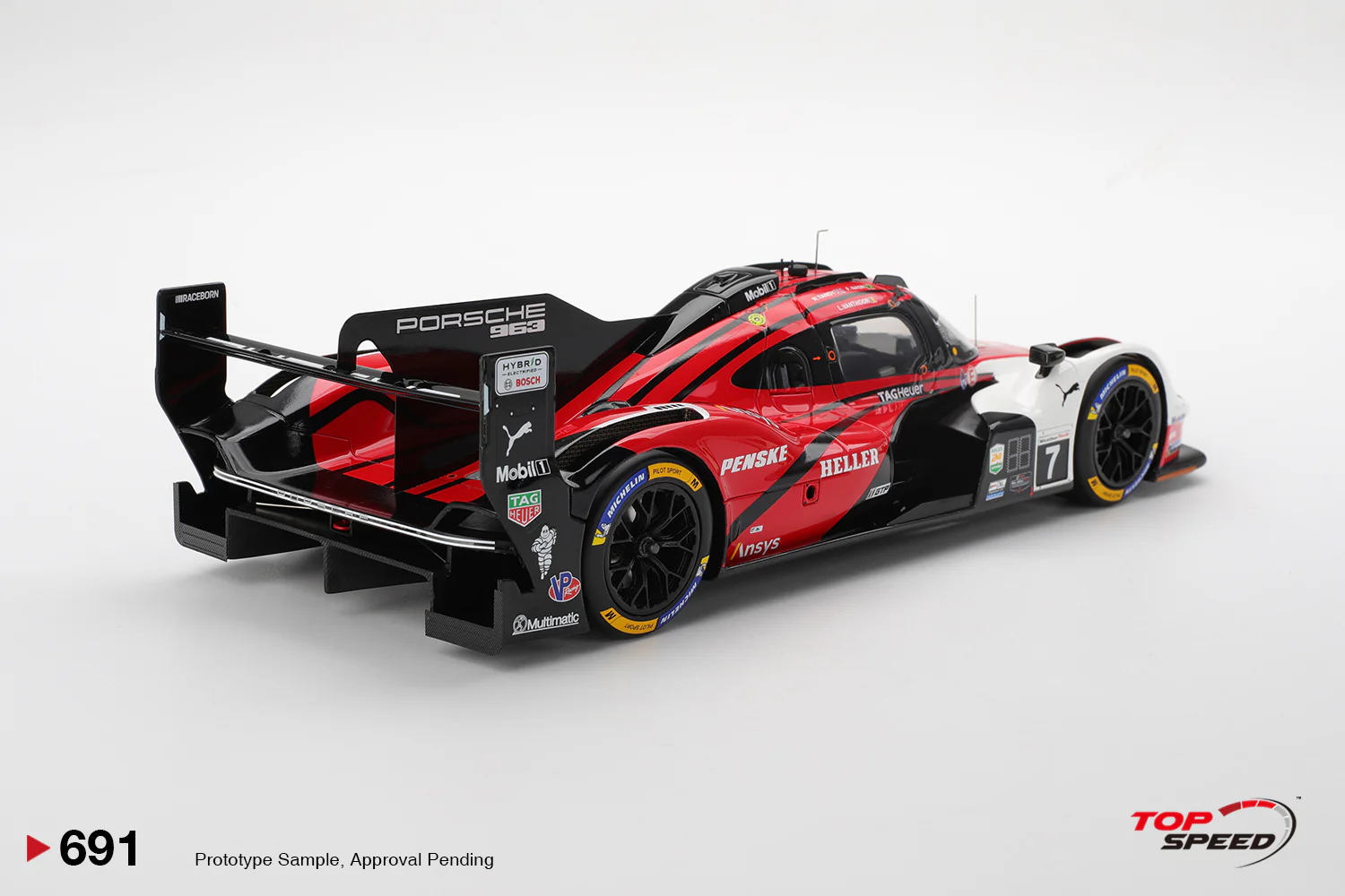 Topspeed Porsche 963 #7 Penske Motorsport IMSA 2025 Daytona 24Hrs Winner Red 1:18 - Image 2