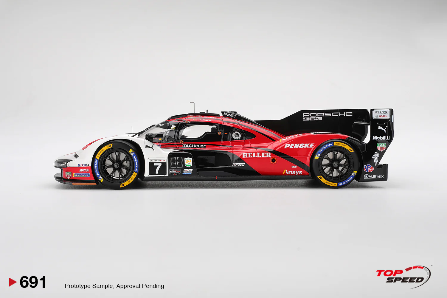 Topspeed Porsche 963 #7 Penske Motorsport IMSA 2025 Daytona 24Hrs Winner Red 1:18 - Image 3