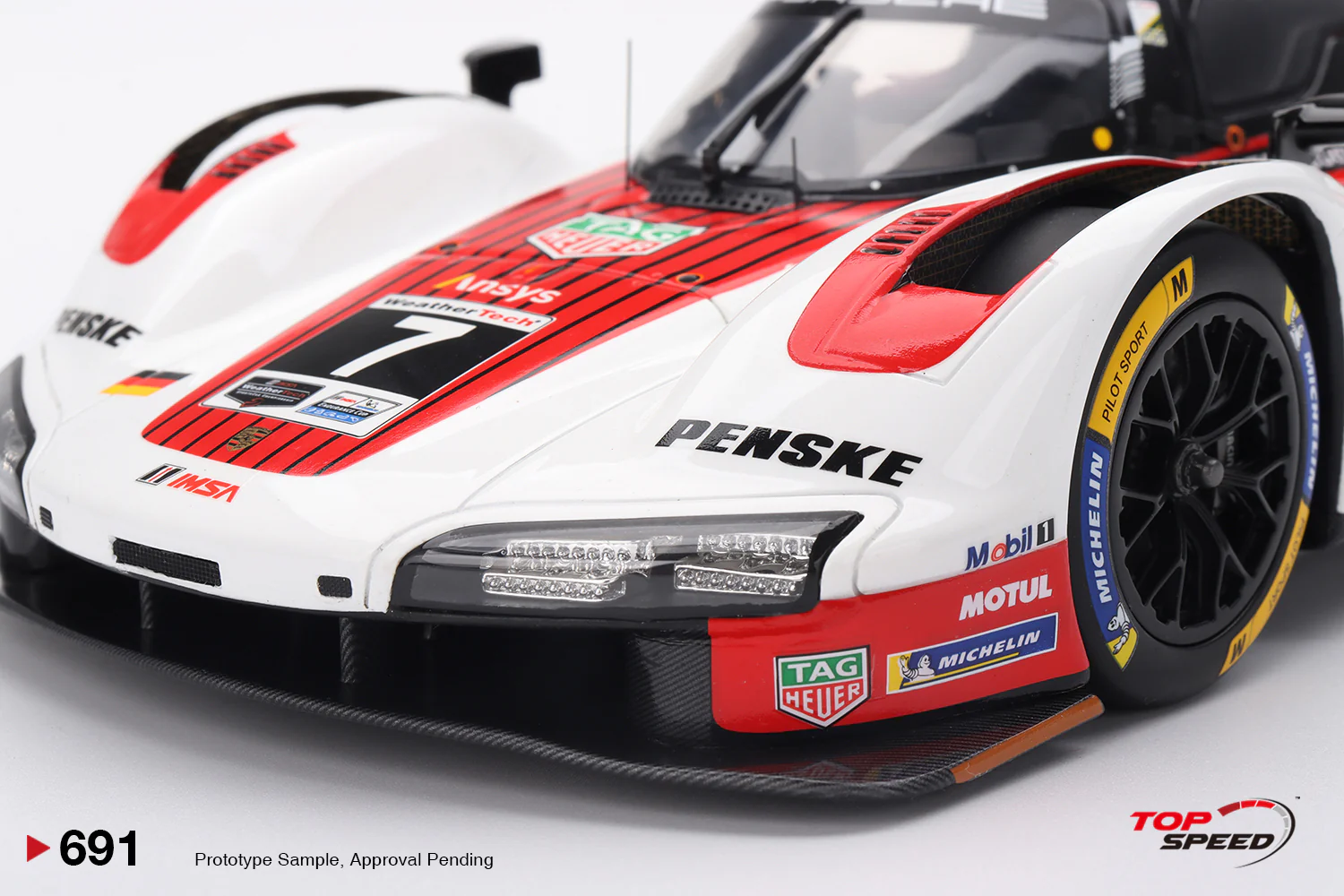 Topspeed Porsche 963 #7 Penske Motorsport IMSA 2025 Daytona 24Hrs Winner Red 1:18 - Image 4
