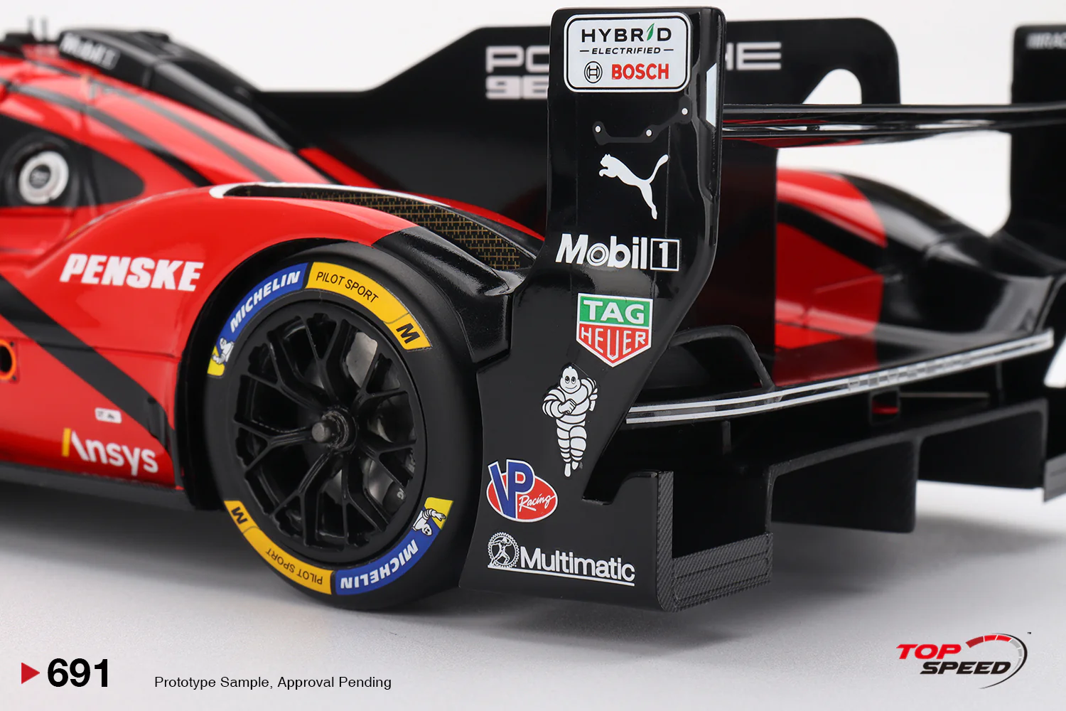 Topspeed Porsche 963 #7 Penske Motorsport IMSA 2025 Daytona 24Hrs Winner Red 1:18 - Image 6